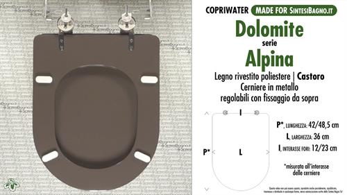 Abattant wc MADE pour ALPINA/DOLOMITE modèle. CASTOR. Type DÉDIÉ. Bois Couvert