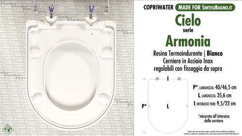 WC-Seat MADE for wc ARMONIA/CIELO model. Type DEDICATED. Thermosetting