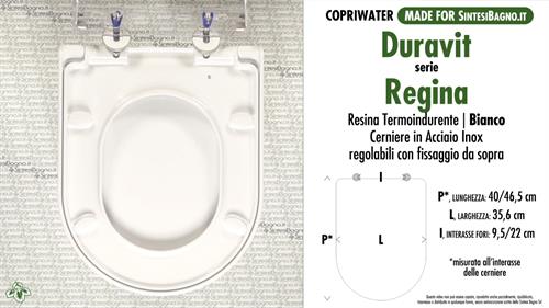 WC-Seat MADE for wc REGINA/DURAVIT model. Type DEDICATED. Thermosetting