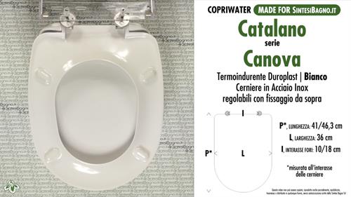 WC-Sitz MADE für wc CANOVA CATALANO Modell. Typ GEWIDMETER. Breite 36 cm