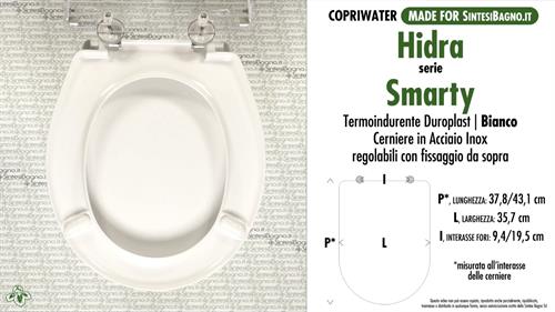 COPRIWATER per wc SMARTY. HIDRA. Ricambio COMPATIBILE. Duroplast