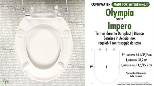 WC-Seat MADE for wc IMPERO OLYMPIA Model. Type COMPATIBILE. Duroplast