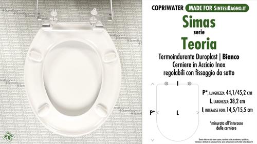 WC-Seat MADE for wc TEORIA SIMAS Model. Type COMPATIBILE. Duroplast