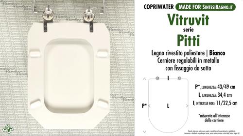 WC-Seat MADE for wc PITTI VITRUVIT Model. Type DEDICATED. Wood Covered