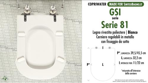 WC-Sitz MADE für wc SERIE 81 GSI Modell. Typ GEWIDMETER. Polyester mit holzkern