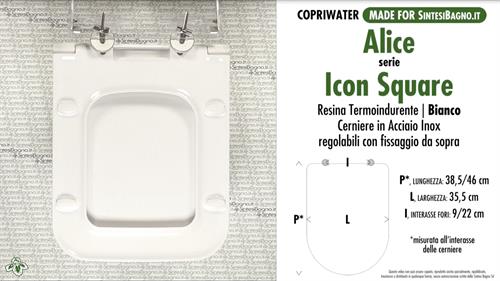 WC-Seat MADE for wc ICON SQUARE/ALICE model. Type DEDICATED. Thermosetting