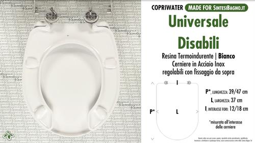 WC-Seat for wc DISABLED. UNIVERSALE DISABILI. Type DEDICATED. Duroplast