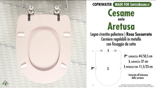 WC-Seat MADE for wc ARETUSA CESAME Model. WHISPERED PINK. Type DEDICATED