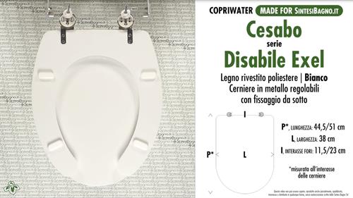 WC-Seat for wc DISABLED. CESABO DISABILE EXEL. Type DEDICATED. Wood Covered