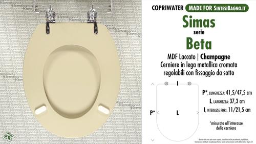 WC-Seat MADE for wc BETA SIMAS Model. CHAMPAGNE. Type COMPATIBILE. MDF lacquered