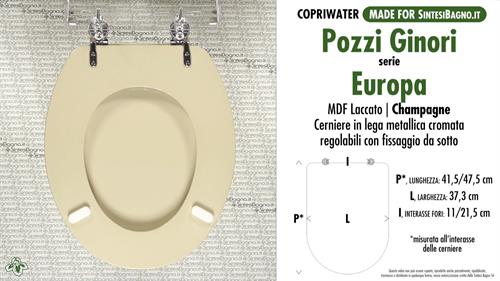 Abattant wc MADE pour EUROPA POZZI GINORI modèle. CHAMPAGNE. Type COMPATIBILE