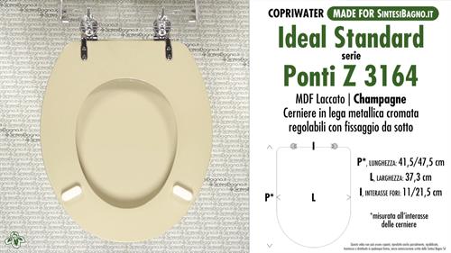 Abattant wc MADE pour PONTI Z 3164 IDEAL STANDARD modèle. CHAMPAGNE