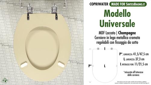 WC-Seat UNIVERSAL Model. MDF lacquered. CHAMPAGNE