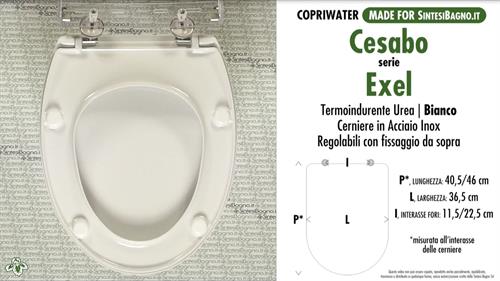 WC-Seat MADE for wc EXEL CESABO model. PLUS Quality. Duroplast