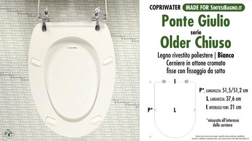 WC-Sitz für wc BEHINDERTER. PONTE GIULIO OLDER CHIUSO. Typ “WIE DAS ORIGINAL”