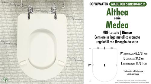 WC-Seat MADE for wc MEDEA ALTHEA Model. Type COMPATIBILE. MDF lacquered