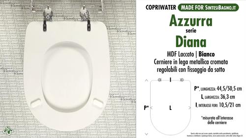 Abattant wc MADE pour DIANA AZZURRA modèle. Type COMPATIBILE. MDF laqué