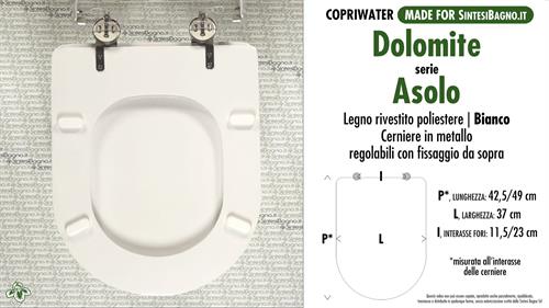WC-Seat MADE for wc ASOLO DOLOMITE Model. Type DEDICATED. Wood Covered