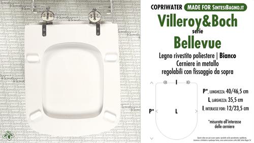 WC-Seat MADE for wc BELLEVUE VILLEROY&BOCH Model. Type DEDICATED. Wood Covered
