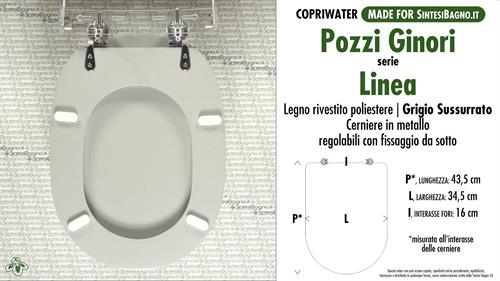 WC-Seat MADE for wc LINEA POZZI GINORI Model. WHISPERED GRAY. Type DEDICATED
