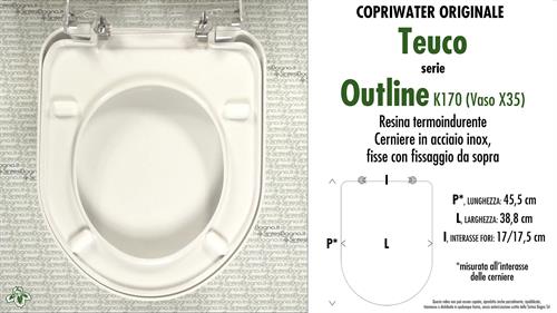 COPRIWATER per wc OUTLINE K170 (Vaso X35). TEUCO. Ricambio ORIGINALE. Duroplast