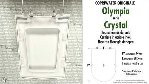 COPRIWATER per wc CRYSTAL. OLYMPIA. Ricambio ORIGINALE. Duroplast