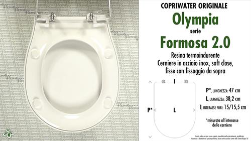 WC-Sitz FORMOSA 2.0 OLYMPIA Modell. Typ ORIGINAL. SOFT CLOSE. Duroplast