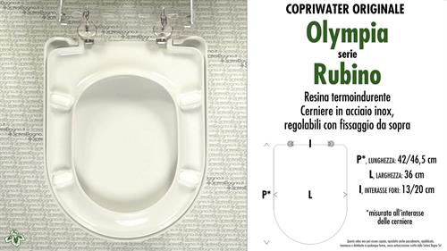 COPRIWATER per wc RUBINO. OLYMPIA. Ricambio ORIGINALE. Duroplast