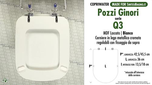 WC-Seat MADE for wc Q3 POZZI GINORI Model. Type COMPATIBILE. MDF lacquered