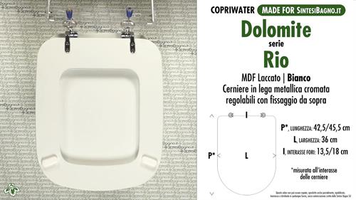 COPRIWATER per wc RIO. DOLOMITE. Ricambio COMPATIBILE. MDF laccato