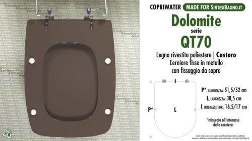 WC-Seat MADE for wc QT70/DOLOMITE Model. BEAVER. Type DEDICATED. Wood Covered