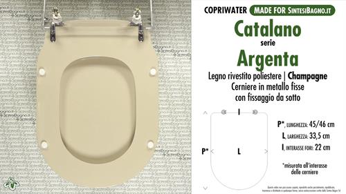 Abattant wc MADE pour ARGENTA CATALANO modèle. CHAMPAGNE. Type DÉDIÉ
