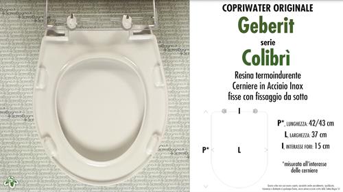 Abattant wc COLIBRI' GEBERIT modèle. Type ORIGINAL. Duroplast