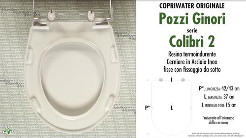 WC-Sitz COLIBRI' 2 POZZI GINORI Modell. Typ ORIGINAL. Duroplast