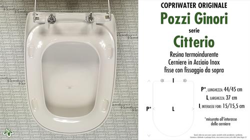 Abattant wc CITTERIO POZZI GINORI modèle. Type ORIGINAL. SOFT CLOSE. Duroplast