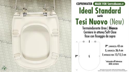 WC-Seat MADE for wc TESI NUOVO (NEW) IDEAL STANDARD model. SOFT CLOSE