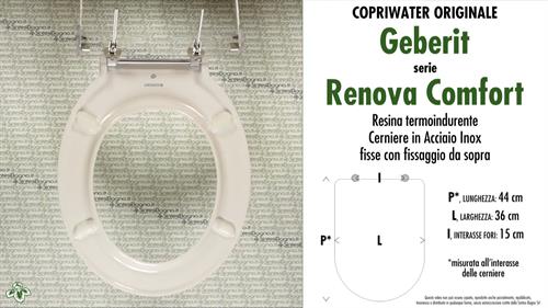 WC-Seat RENOVA COMFORT GEBERIT model. Type ORIGINAL. Duroplast