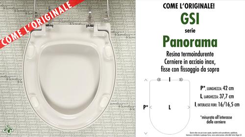 COPRIWATER per wc PANORAMA. GSI. Ricambio “COME l’ORIGINALE”. SOFT CLOSE