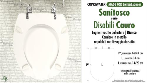 WC-Seat for wc DISABLED. SANITOSCO CAURO. Type DEDICATED. Wood Covered