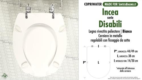 WC-Seat for wc DISABLED. INCEA DISABILI. Type DEDICATED. Wood Covered