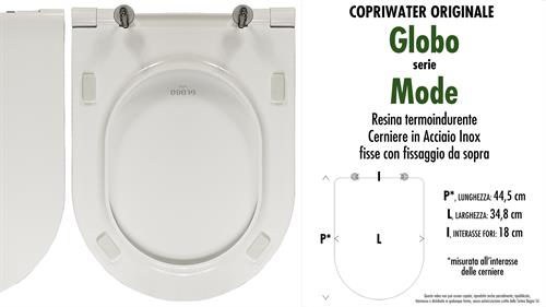 Abattant wc MODE GLOBO modèle. Type ORIGINAL. Duroplast