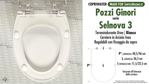 WC-Seat MADE for wc SELNOVA 3 POZZI GINORI model. PLUS Quality. Duroplast