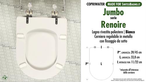 Abattant wc MADE pour RENOIRE JUMBO modèle. Type DÉDIÉ. Bois recouvert