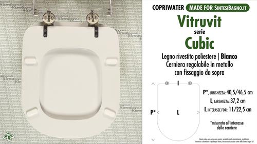 WC-Seat MADE for wc CUBIC VITRUVIT Model. Type DEDICATED. Wood Covered