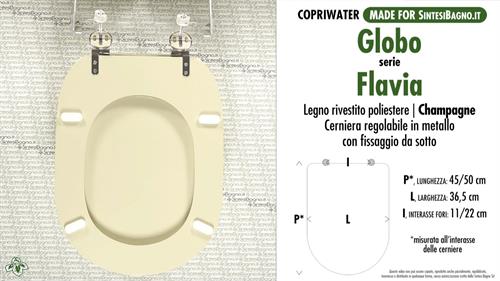 WC-Seat MADE for wc FLAVIA GLOBO Model. CHAMPAGNE. Type DEDICATED. Wood Covered