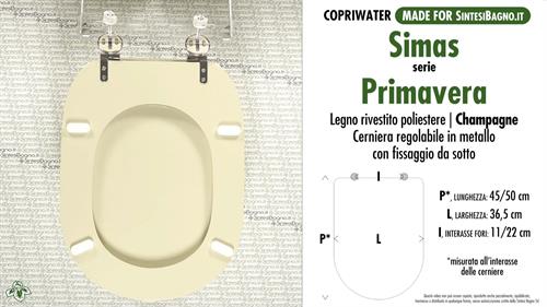 WC-Seat MADE for wc PRIMAVERA SIMAS Model. CHAMPAGNE. Type DEDICATED