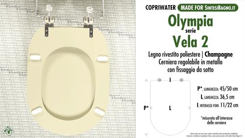 WC-Seat MADE for wc VELA 2 OLYMPIA Model. CHAMPAGNE. Type DEDICATED