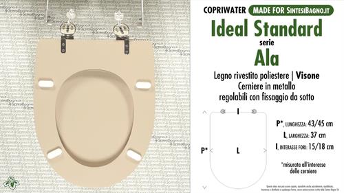 WC-Seat MADE for wc ALA IDEAL STANDARD Model. MINK. Type DEDICATED. Wood Covered