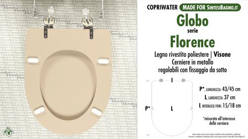 WC-Seat MADE for wc FLORENCE GLOBO Model. MINK. Type DEDICATED. Wood Covered