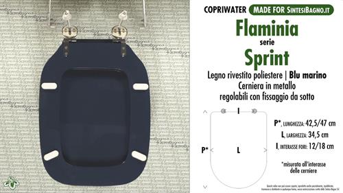 WC-Seat MADE for wc SPRINT FLAMINIA Model. NAVY BLUE. Type DEDICATED